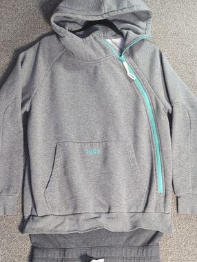 Tuxy Jumpsuit Hoodie One Piece Loungewear Onsie Women's Size L Two Tone Gray